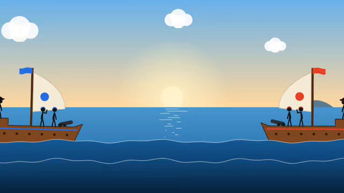 faça uma animação de stickman's numa batalha naval, use meus SFX em tal pasta