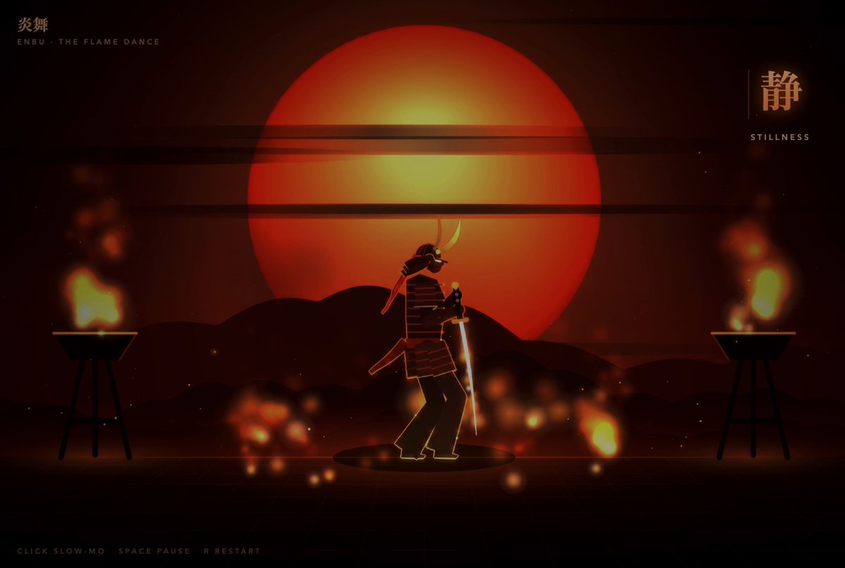 make a samurai dude in only javascript and have him doing a routine in a single spot goin…