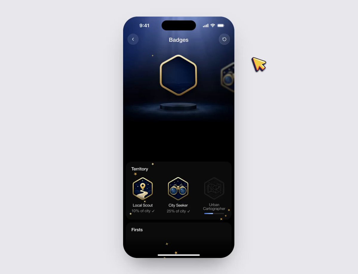 Using the linked Figma frame build a badge unlock screen. Match the design exactly. Use t…
