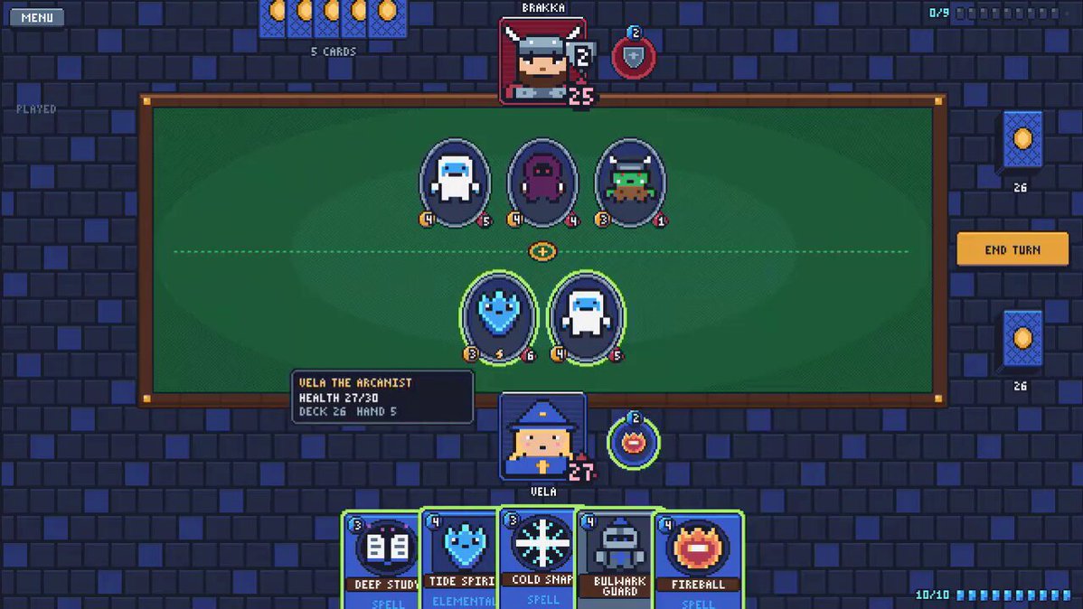Create a 1-on-1 card game like Hearthstone. Just make it. As best you can. In pixel art s…
