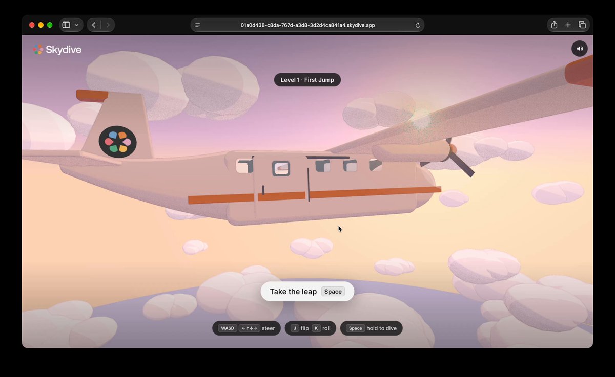 Skydiving game built with opus 5.5🪂