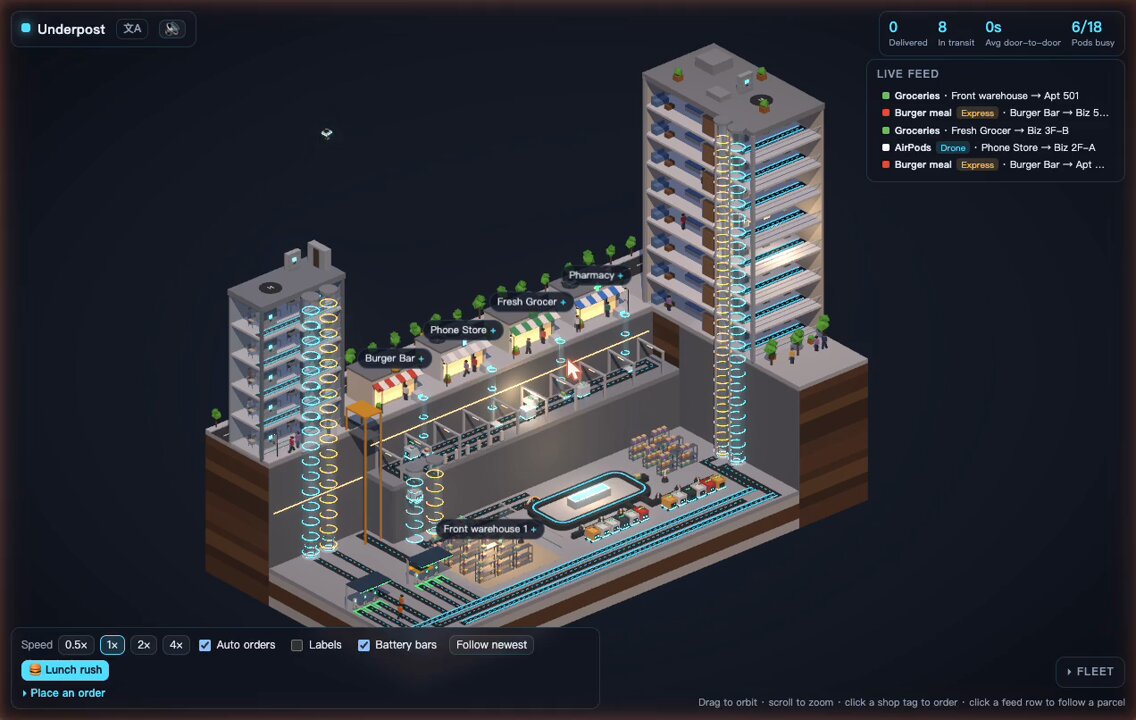 I asked Opus 5.5 to build a tiny underground delivery network in three.js — then turned i…